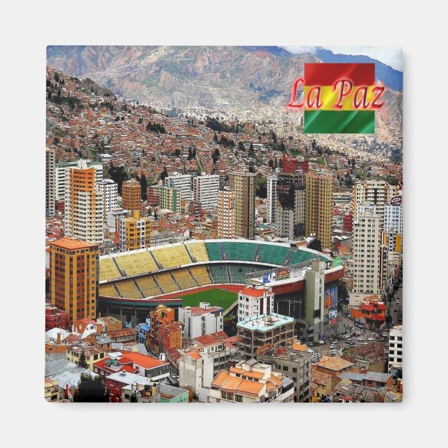 zBO020 LA PAZ Aerial view, Bolivia, Fridge Magnet (Framsidan)