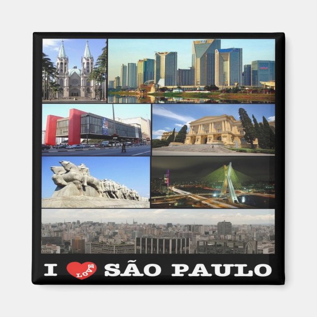 zBR010 SAO PAULO I Kärlek, Mosaic, Brasilien, Frid Magnet (Framsidan)