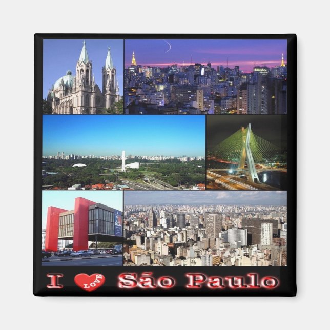 zBR011 SAO PAULO I Kärlek, Mosaic, Fridge Magnet (Framsidan)