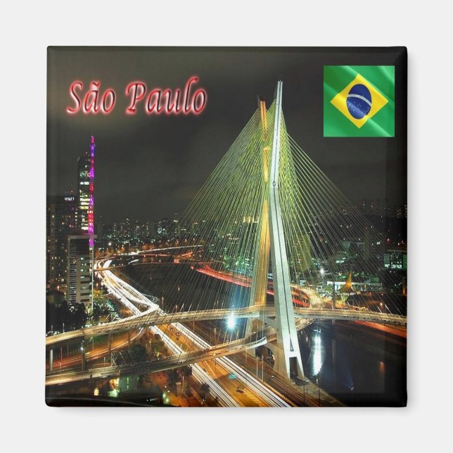zBR014 SAO PAULO från Natten, Brasilien. Fridge Magnet (Framsidan)