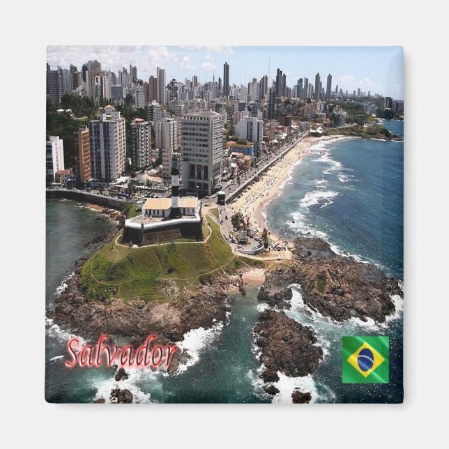 zBR018 SALVADOR, Brasilien, flygvy, Fridge Magnet (Framsidan)