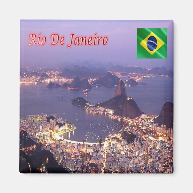 zBR022 RIO DE JANEIRO By Night, Brasilien, Fridge Magnet (Framsidan)
