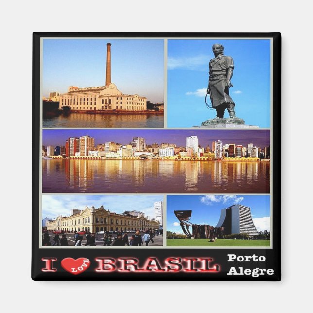 zBR029 BRAZIL I Kärlek, Porto Alegre, Mosaic, Frid Magnet (Framsidan)