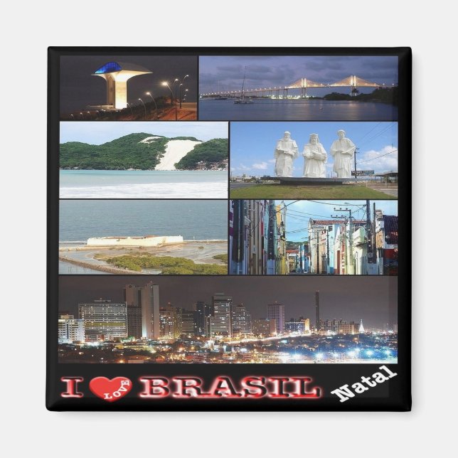 zBR030 BRAZIL I Kärlek, Natal, Mosaic, Fridge Magnet (Framsidan)
