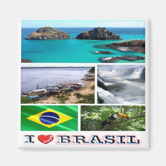 zBR031 BRAZIL I Kärlek, Mosaic, Fridge Magnet (Framsidan)