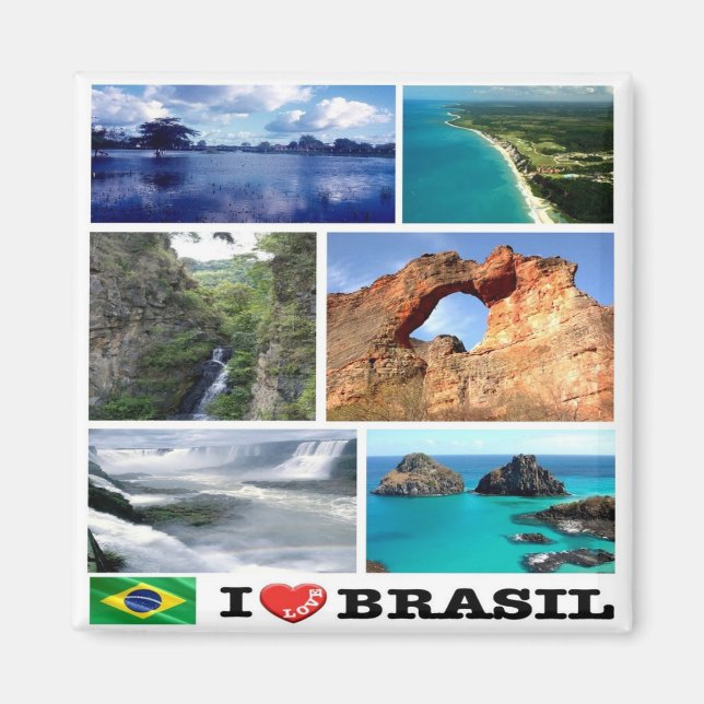 zBR032 BRAZIL I Kärlek, Mosaic, Amerika, Fridge Magnet (Framsidan)