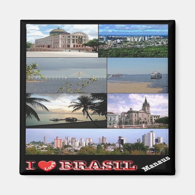 zBR033 BRZIL I Kärlek, Mosaic, Manaus, Fridge Magnet (Framsidan)