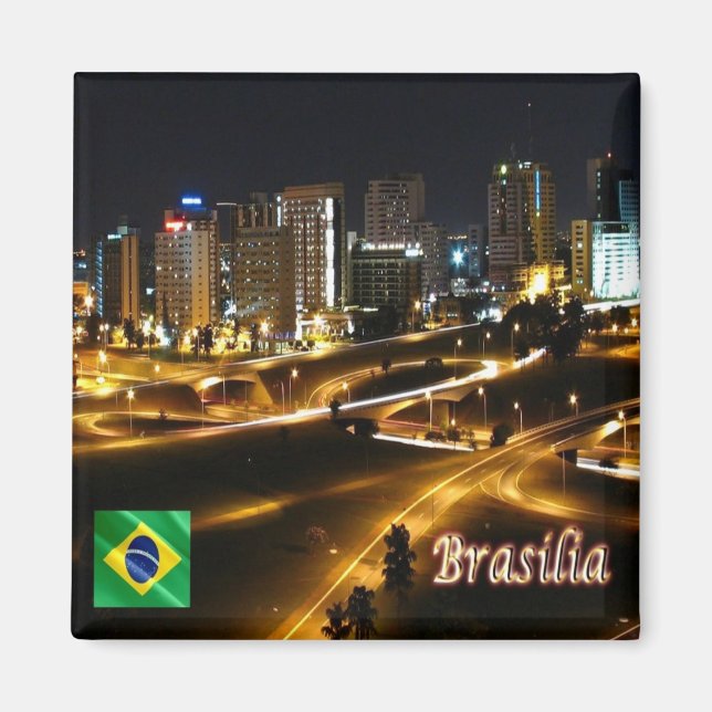 zBR048 BRASILIA efter natt, Brasilien, Amerika, Fr Magnet (Framsidan)