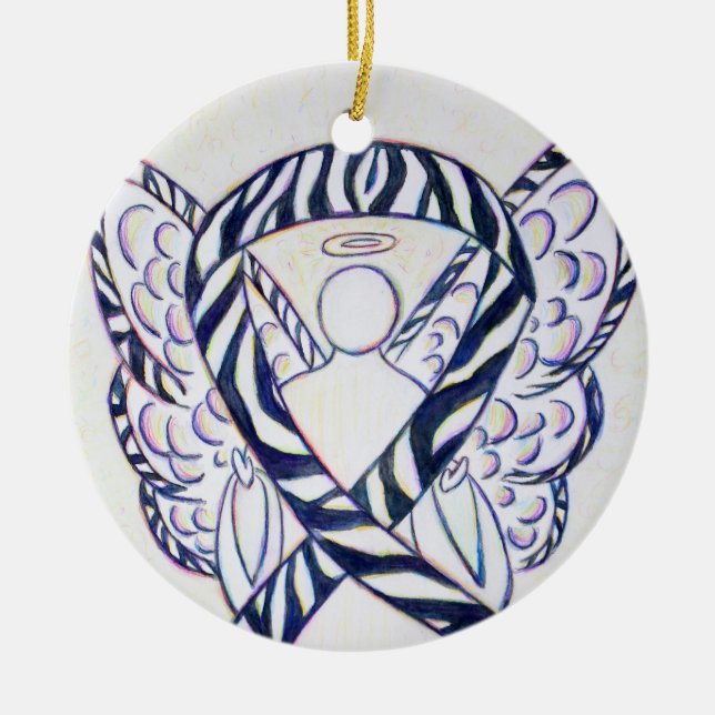 Zbra Awareness Ribbon Angel Art Ornaments Julgransprydnad Keramik (Framsidan)