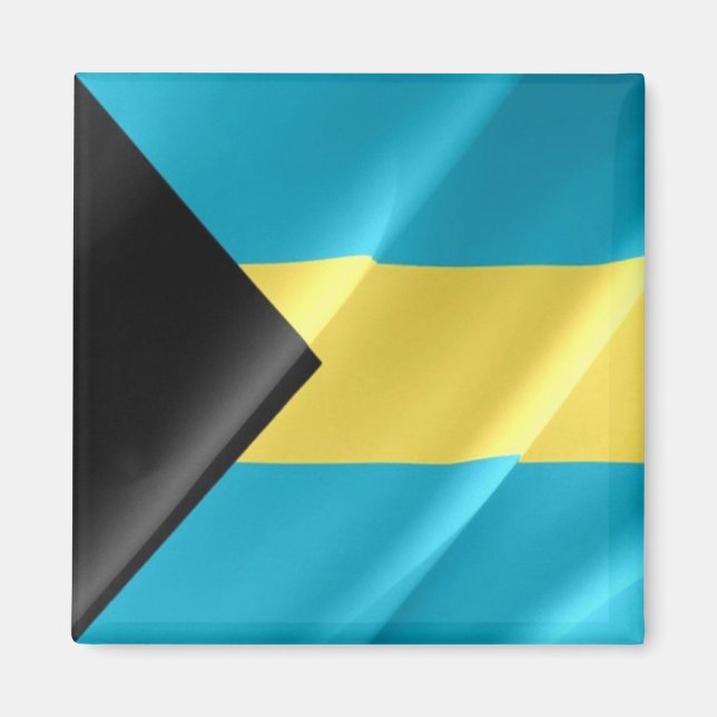 zBS002 BAHAMAS, Wave Flagga, America, Fridge Magnet (Framsidan)