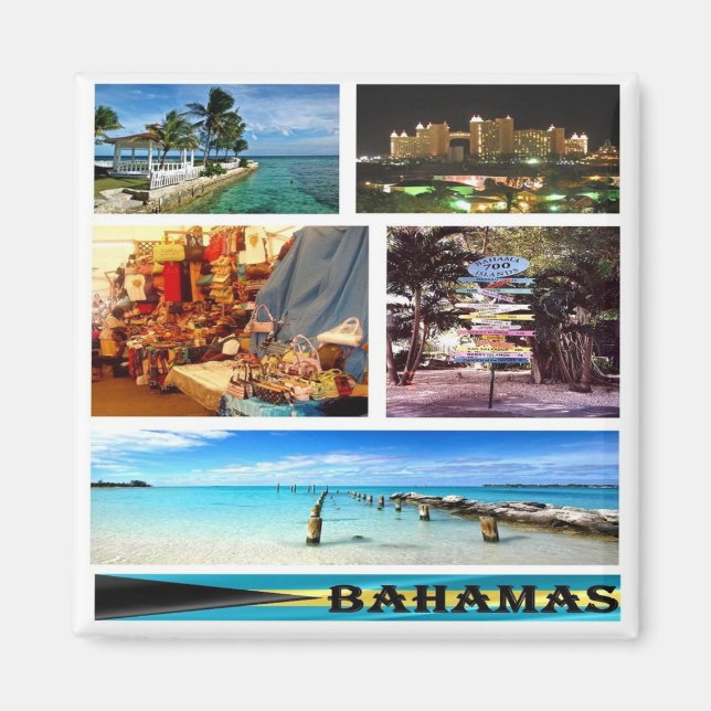 zBS005 BAHAMAS, Mosaic, Amerika, Fridge Magnet (Framsidan)