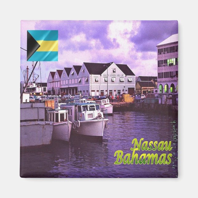 zBS007 NASSAU, Panorama, Bahamas, Amerika, Fridge Magnet (Framsidan)