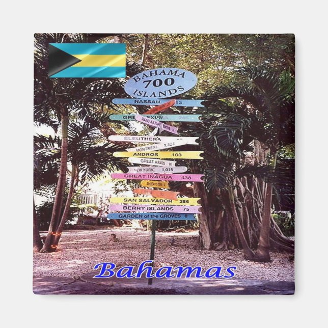 zBS011 BAAMAS, Direction Sign, America, Fridge Magnet (Framsidan)