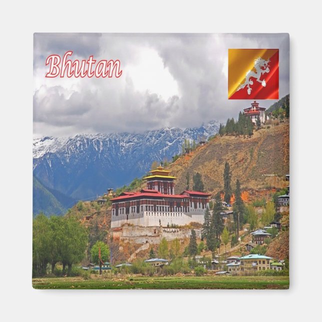 zBT006 DZONG i Paroddalen, Bhutan, Fridge Magnet (Framsidan)