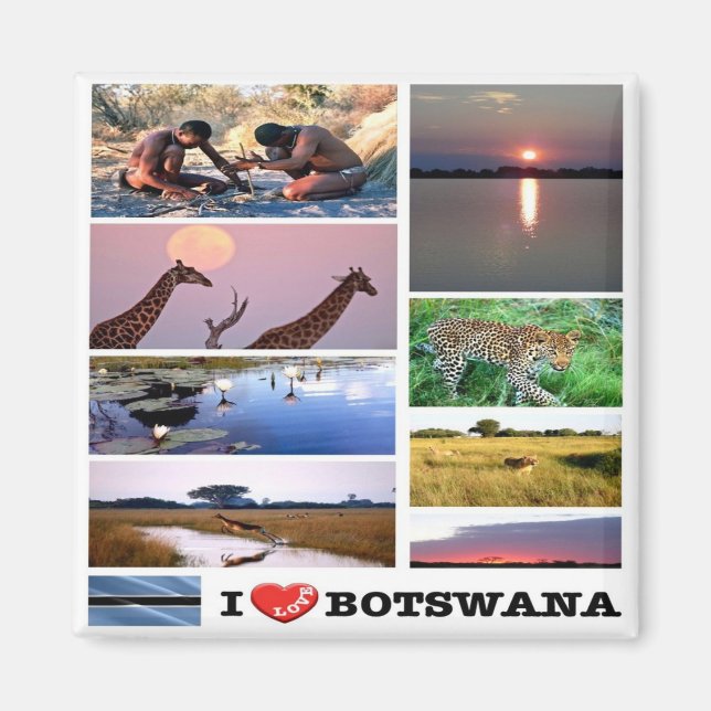 zBW003 BOTSWANA I KÄRLEK, Mosaic, Afrika, Fridge Magnet (Framsidan)
