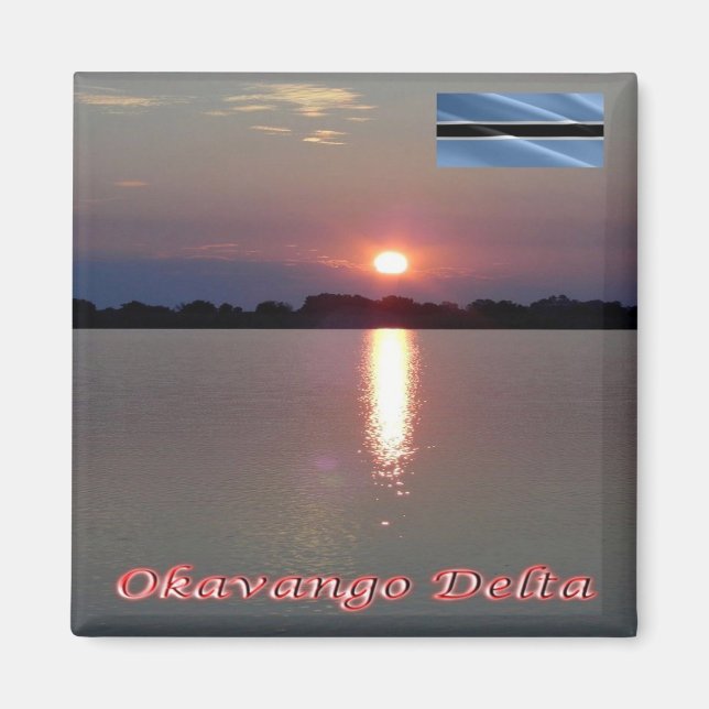 zBW006 OKAVANGO DELTA Sunset, BOTSWANA, Fridge Magnet (Framsidan)