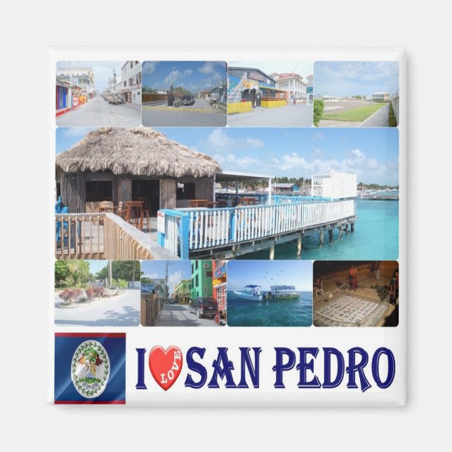 zBZ003 SAN PEDRO TOWN I Kärlek, Mosaic, Fridge Magnet (Framsidan)