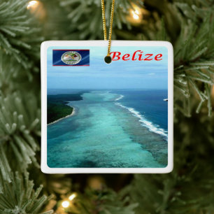 zBZ005 BELIZE Barrier Reef, Amerika Julgransprydnad Keramik
