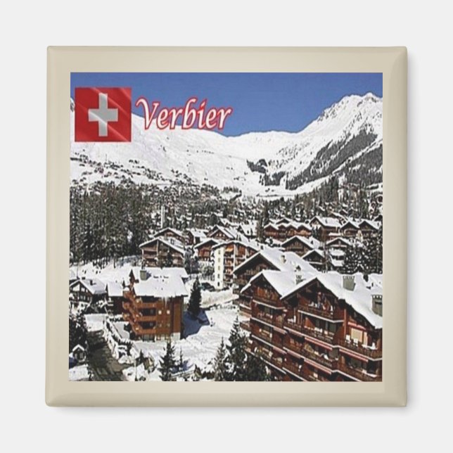 zCH009 VERBIER Pic Swiss - Fridge Magnet (Framsidan)