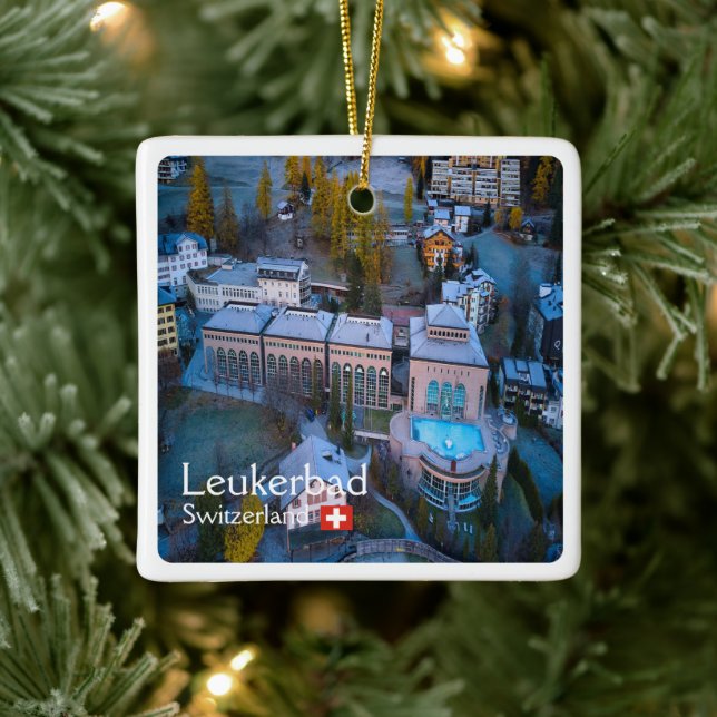 zCH011 LEUKERBAD Schweiz Julgransprydnad Keramik (Träd)