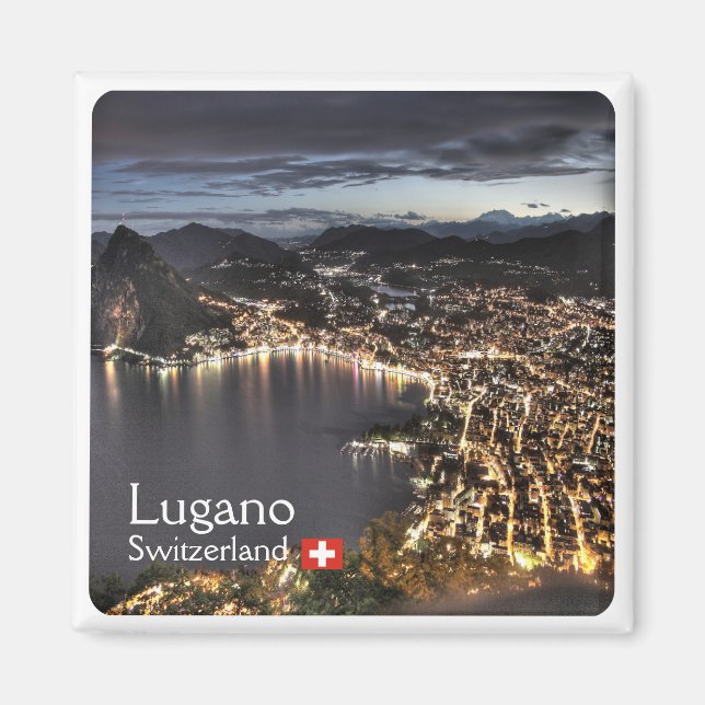 zCH014 LUGANO Schweiz - Fridge Magnet (Framsidan)