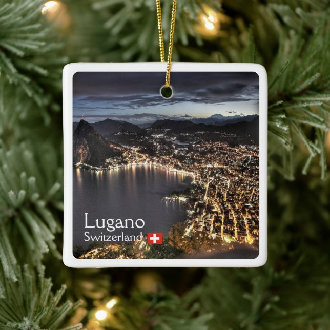 zCH014 LUGANO, Schweiz Julgransprydnad Keramik (Träd)