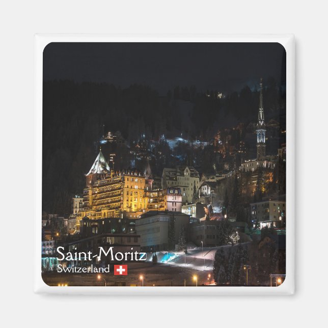 zCH018 SAINT-MORITZ la unit Swiss, Fridge Magnet (Framsidan)