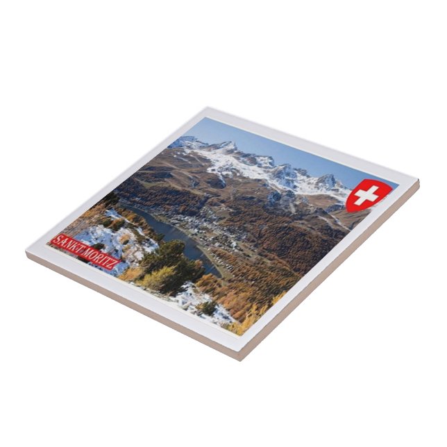 zCH018 SAINT MORITZ Schweiz - Kakelplatta (Sidan)