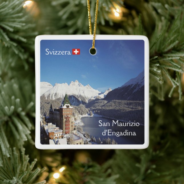 zCH018 SAN MAURIZIO D'ENGADINA Swiss Julgransprydnad Keramik (Träd)