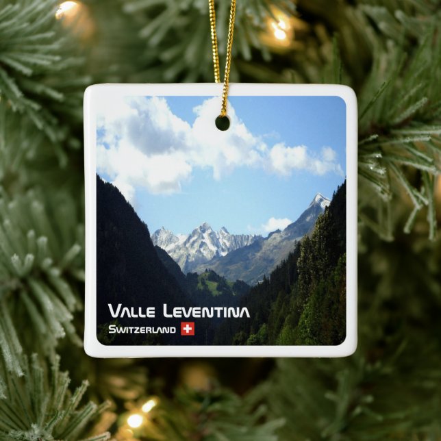 zCH020 LEVENTINA VALLEY Swiss Julgransprydnad Keramik (Träd)