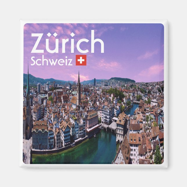 zCH021 ZURICH Schweiz, kylskåp Magnet (Framsidan)