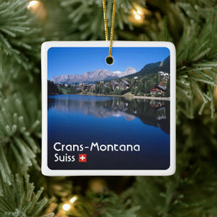 zCH023 CRANS MONTANA Schweiz Julgransprydnad Keramik