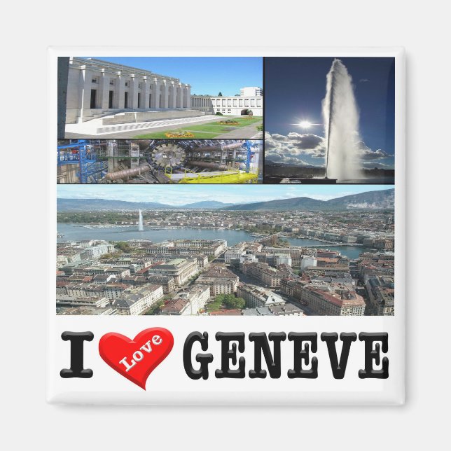 zCH032 GENÈVE I Kärlek Schweiz, Fridge Magnet (Framsidan)