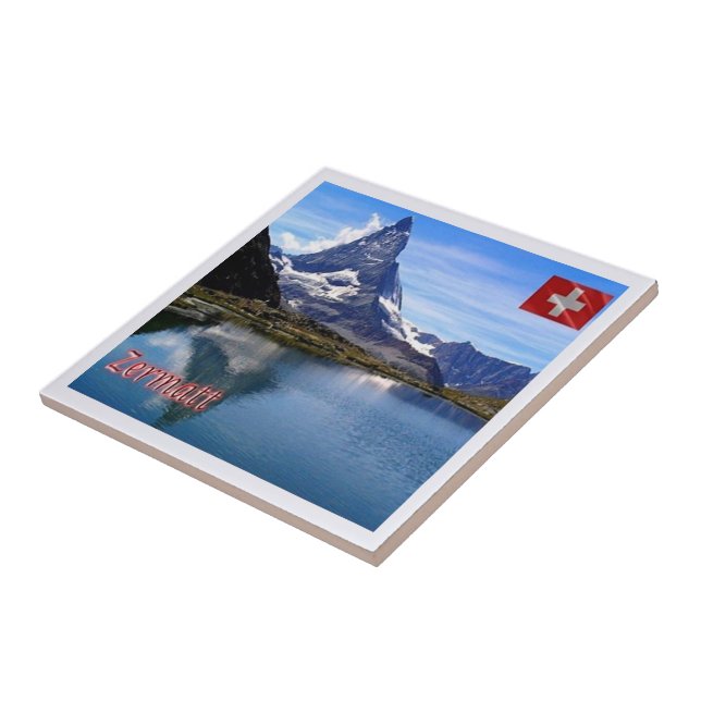 zCH035 ZERMATT Sjö Se schweiziska - Kakelplatta (Sidan)