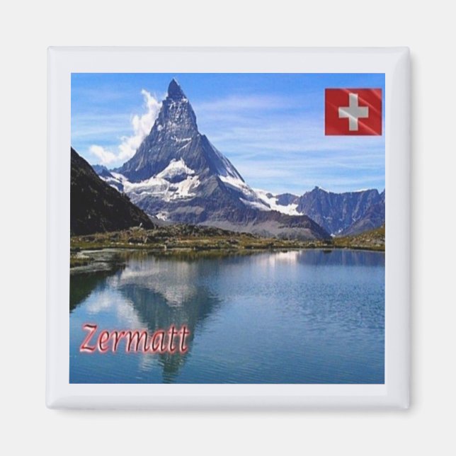 zCH035 ZERMATT Sjö Se Swiss - Fridge Magnet (Framsidan)