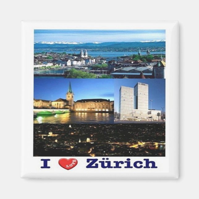 zCH037 ZURICH I Kärlek Swiss - Fridge Magnet (Framsidan)