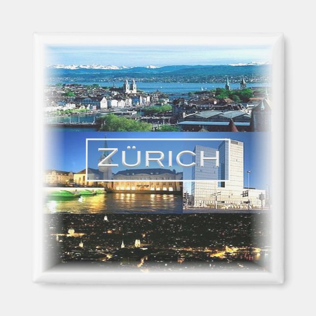 zCH040 ZURICHS witzerland - Fridge Magnet (Framsidan)