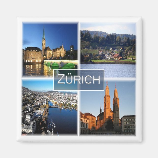 zCH046 ZURICH Swiss Schweiz, Fridge Magnet (Framsidan)