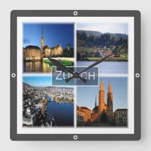 zCH046 ZURICH Swiss Schweiz Fyrkantig Klocka