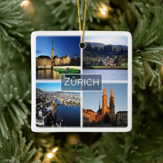 zCH046 ZURICH Swiss Schweiz Julgransprydnad Keramik (Träd)