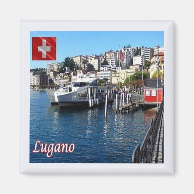zCH048 LUGANO Schweiz - Fridge Magnet (Framsidan)