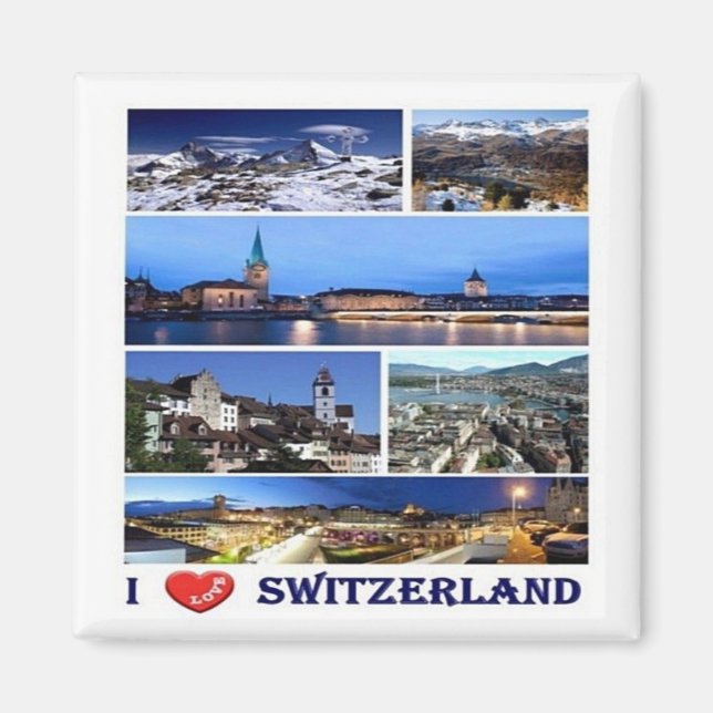 zCH049 I KÄRLEK Schweiz - Fridge Magnet (Framsidan)