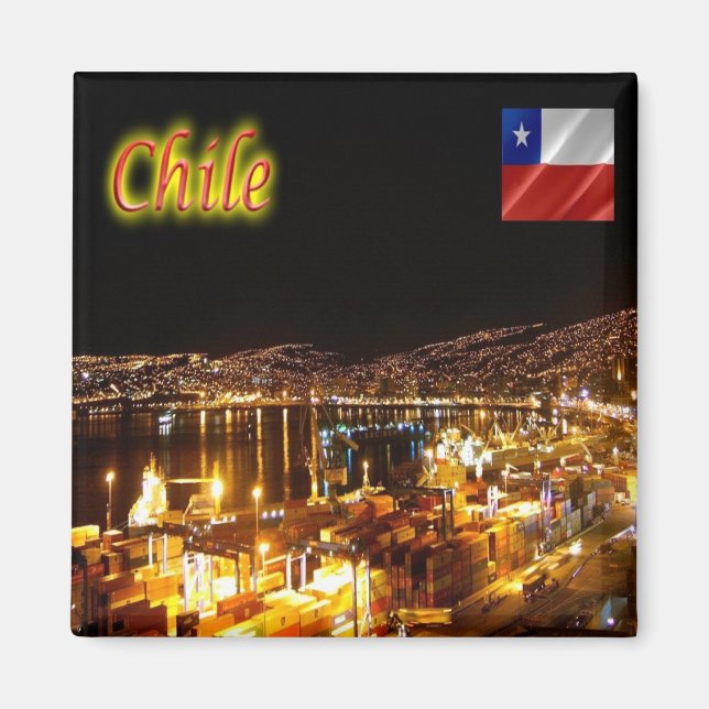 zCL015 CHILE,Valparaiso, Nattvy, Chile, Fridge Magnet (Framsidan)
