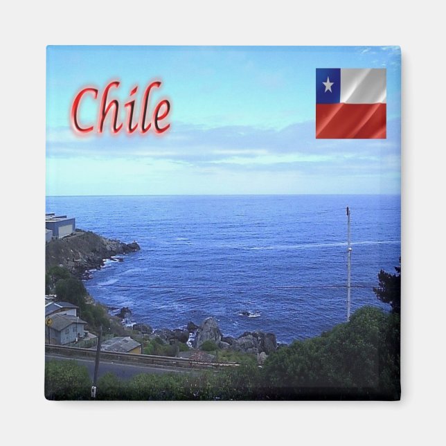 zCL017 SANTIAGO Skyline, Chile, Amerika, Fridge Magnet (Framsidan)