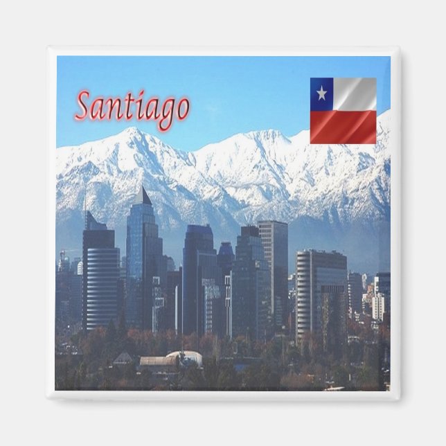 zCL018 SANTIAGO Skyline, Amerika, Fridge Magnet (Framsidan)