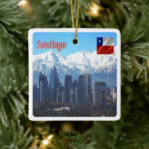 zCL018 SANTIAGO Skyline, Amerika Julgransprydnad Keramik