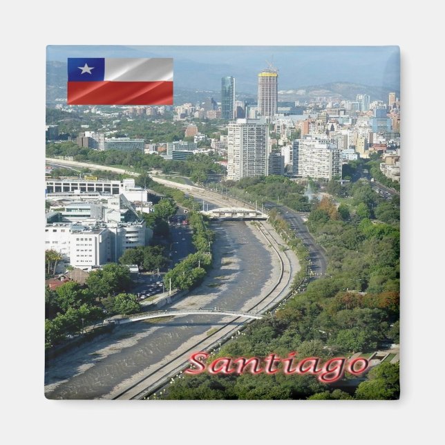 zCL020 SANTIAGO, Rio Mapocho, Chile, Fridge Magnet (Framsidan)