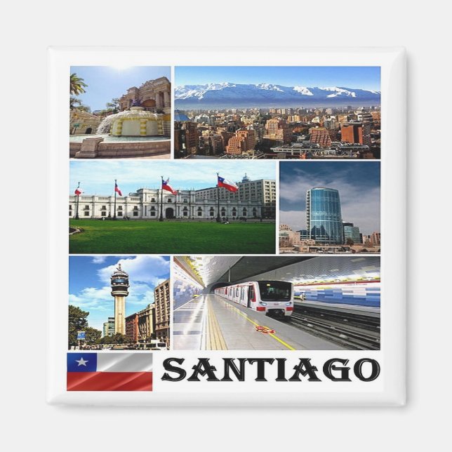 zCL021 SANTIAGO, Mosaic, Chile, Amerika, Fridge Magnet (Framsidan)