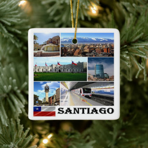 zCL021 SANTIAGO, Mosaic, Chile, Amerika. Julgransprydnad Keramik