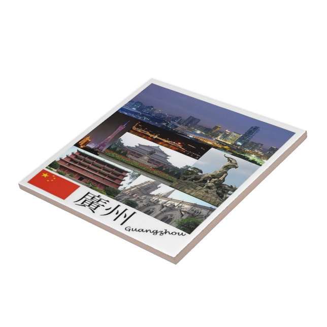 zCN027 CANTON, China PRC, Souvenir Kakelplatta (Sidan)